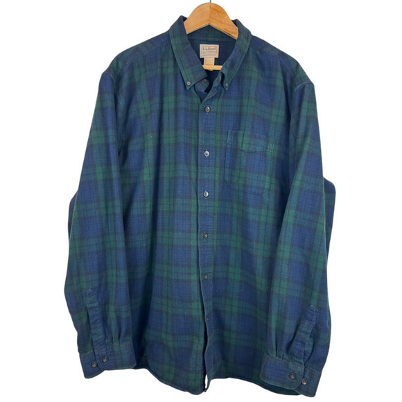 LL Bean Watch Flannel Tartan Plaid Traditional Fit Shirt Men's XXL 100% Cotton - Picture 1 of 4
